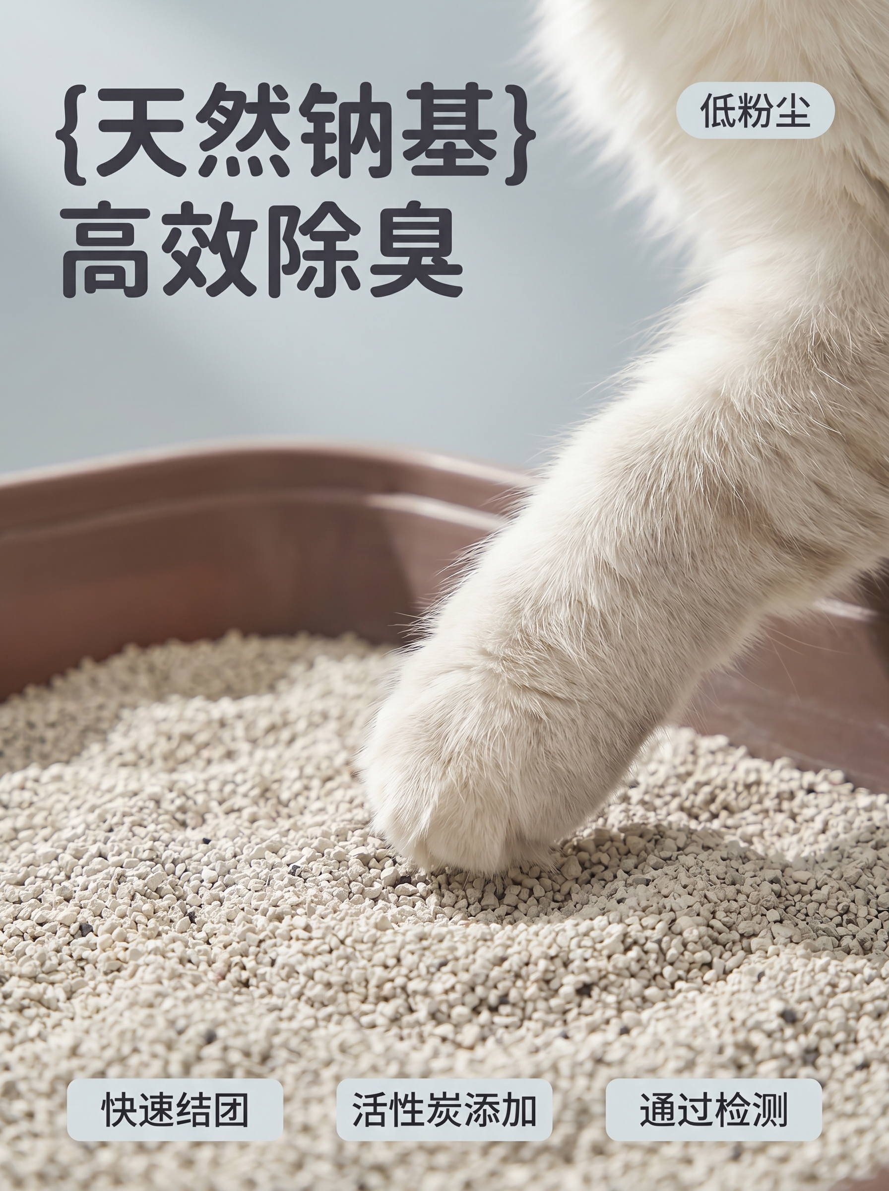 [主图-1] 天然钠基原矿猫砂首图场景展示； [氛围风格] 温… - 图片创意预览
